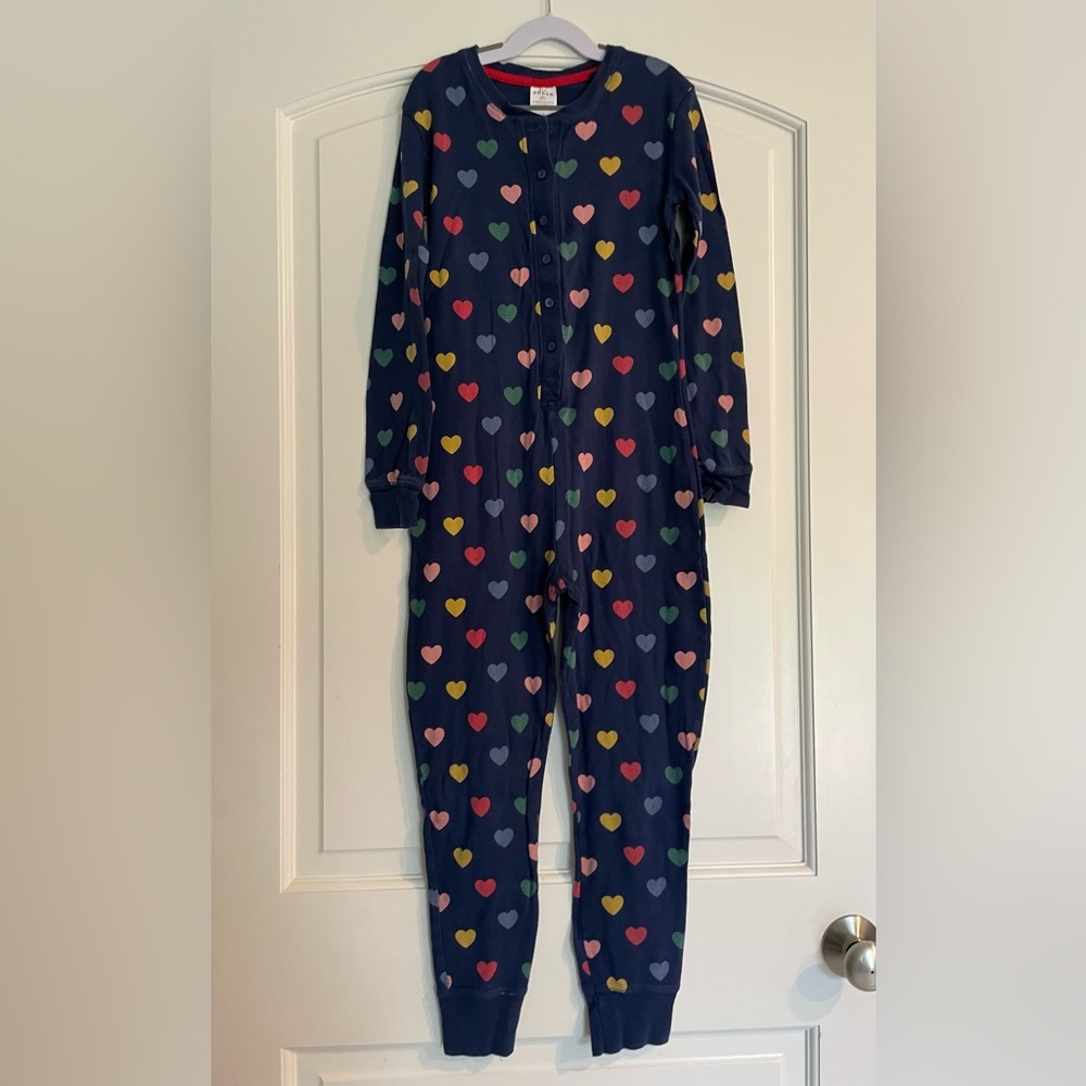 Mini Boden Navy Blue Pajamas Heart Print